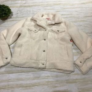 Mele E Pere NWT Cream White Plush Soft Sherpa Jacket  Coat Women’s Size Medium